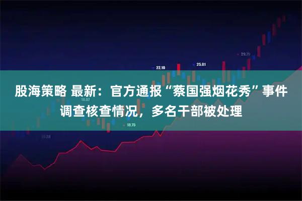 股海策略 最新：官方通报“蔡国强烟花秀”事件调查核查情况，多名干部被处理